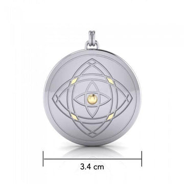 Hold your focus ~ Be Focused ~ A Sterling Silver Jewelry Pendant Mandala with 14k gold accent MPD1262 - Jewelry
